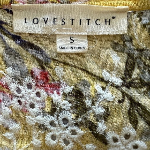 Lovestitch Yellow Floral Tie-Front Blouse Women Small - Picture 2 of 6
